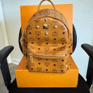 🔥SEND OFFER🔥MCM Tan Backpack with Gold Accents